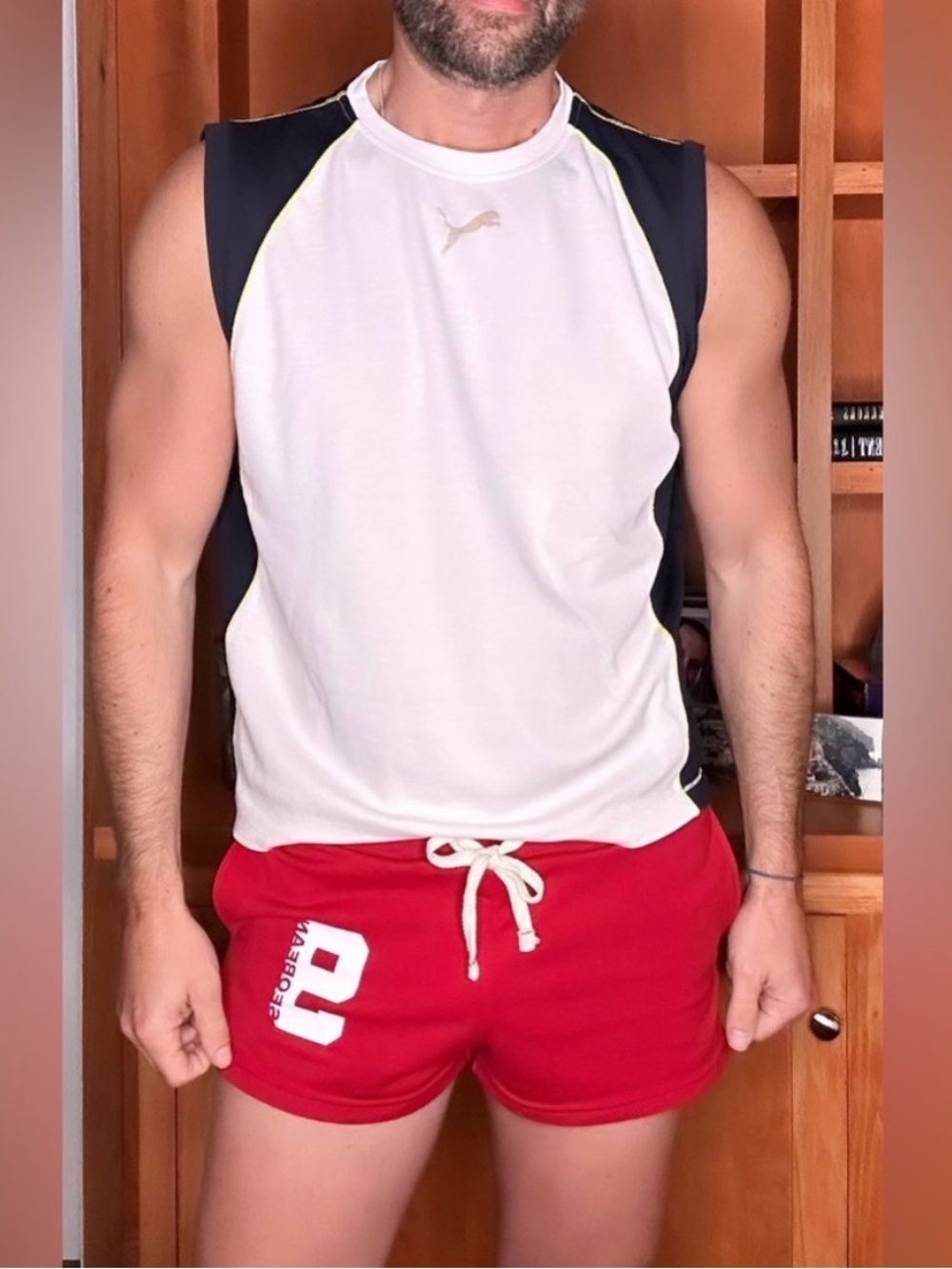 2" Low Rise Athletic/Training Shorts in Red with White #9 Logo (Small)
